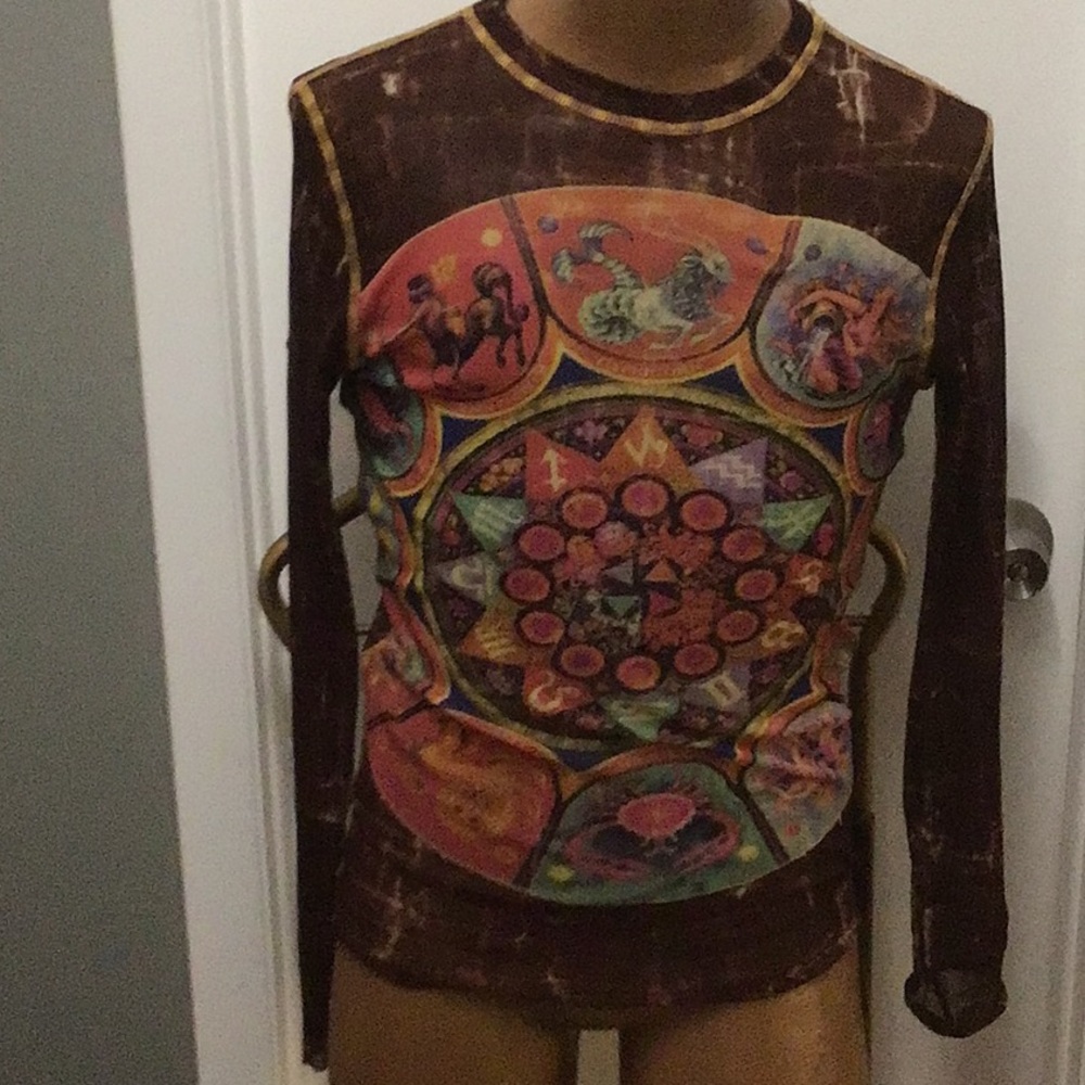 Jean Paul Gaultier Malle Iconic sheer Zodiac Shirt Vintage and Fabulous size XL